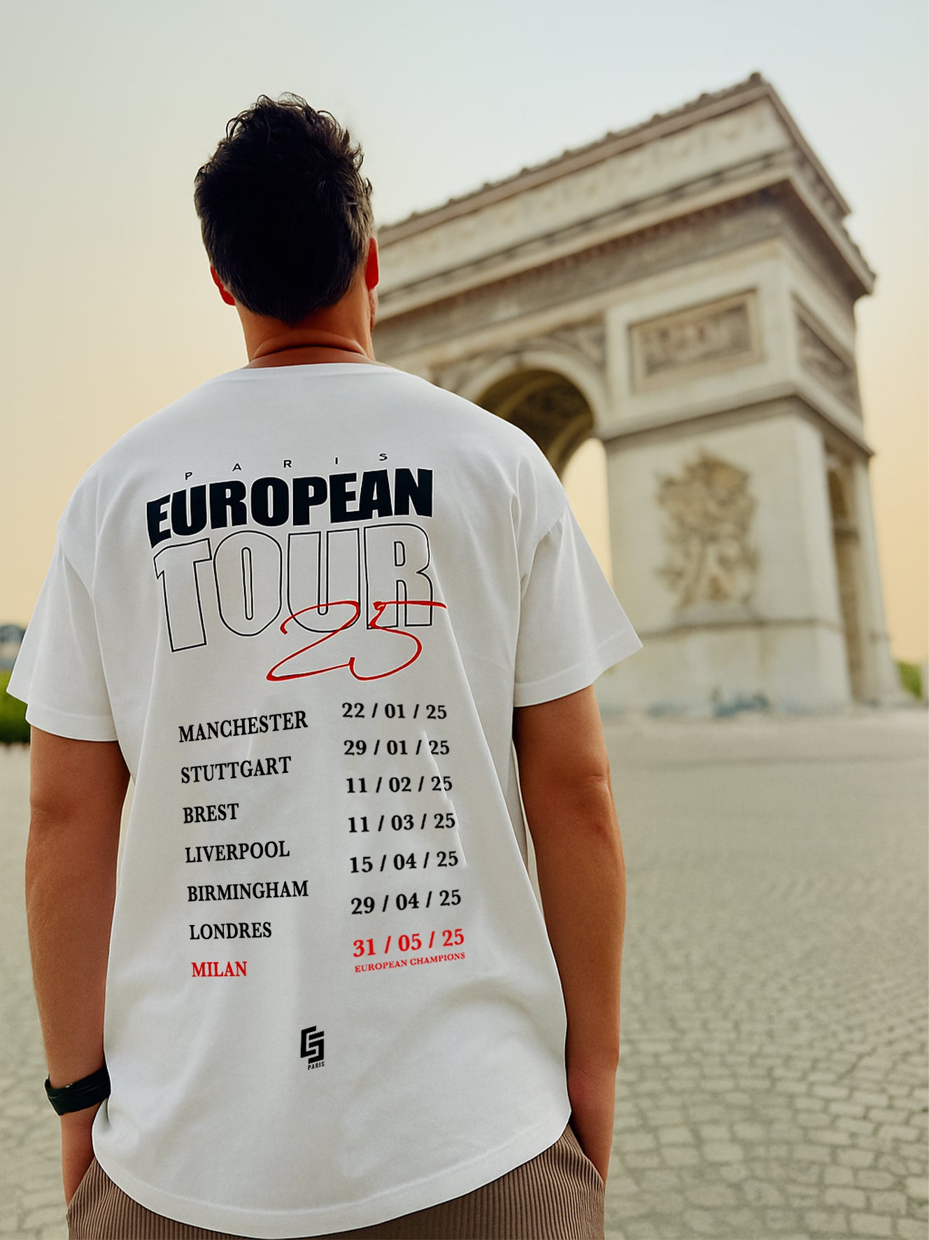 T-shirt 'Paris European Tour 25' de la victoire en Ligue des Champions - édition limitée / White
